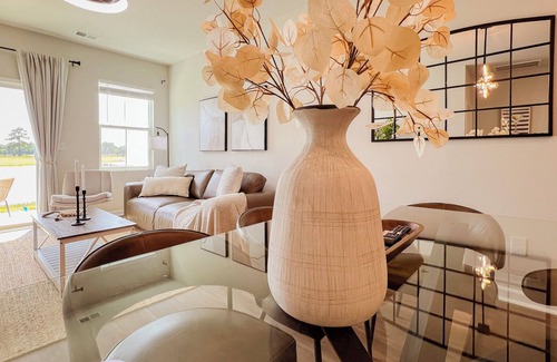 Carolina Forest House | Modern Lakeview Getaway Pool Patio Backyard