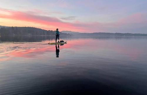Shawnigan Lake House | Modern lanai house, Trans Canada Trail adjacent.