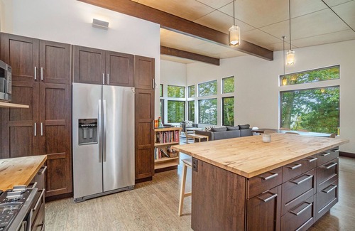 Manistee House | Modern Luxury Home with Private Lk MI Frontage