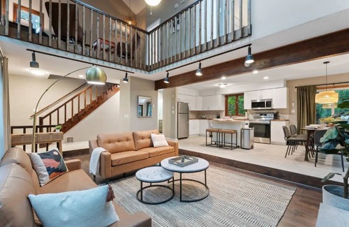 East Stroudsburg House | Modern Poconos Elegance Fire Pit, Hot Tub, Games