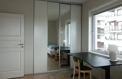 Moss Municipality Condo | Modern Scandinavian apartment with two balconies, roof top terrace and parking.