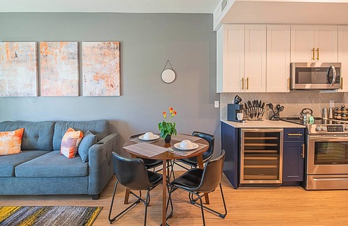 Desert View Village Condo | Modern Stay Swim Breaks In-Unit Laundry Work Desk