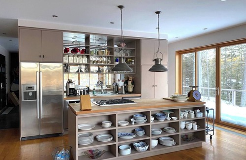 Bath House | Modern waterfront home on a private peninsula, surrounded by stunning water views on three sides