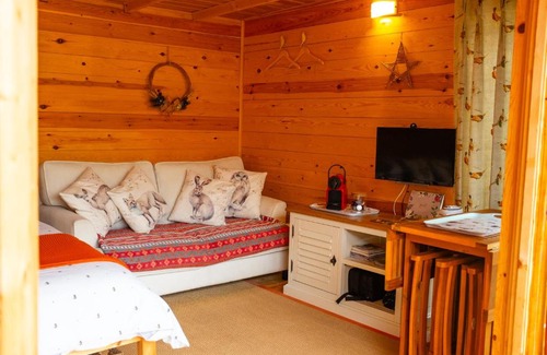Bromham Ski Chalet | Moors Wood Relaxing ,Tranquil retreat with Hot Tub