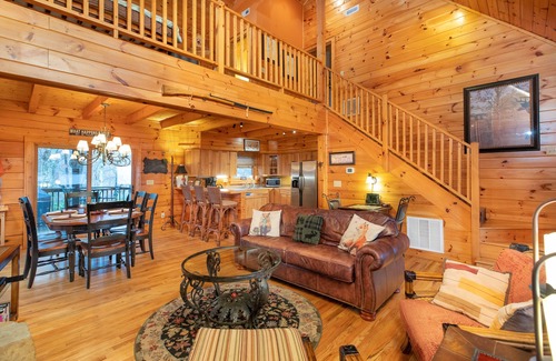 Waynesville Cabin | Mountain Majesty: Luxury Log Cabin Retreat with Spectacular Views and a Hot Tub