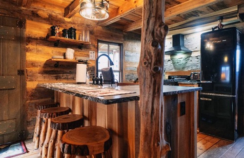 Gatlinburg - Pigeon Forge Cabin | Mountain Silotude 1 bedroom, 1 bath, fire pit, game room & hot tub Sleeps 4
