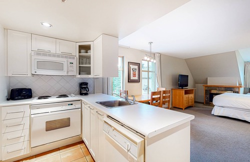 Whistler Village Apartment | Mountain studio with fireplace, kitchen, & gym - near golf & ski lifts