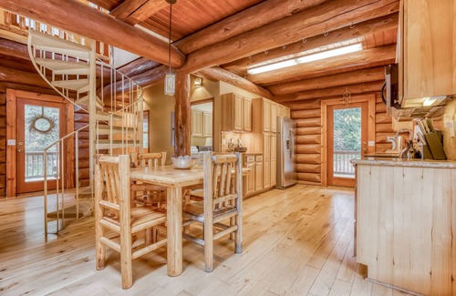 Rhododendron House | Mountain view, dog-friendly cabin with fireplace, washer/dryer, grill, & hot tub