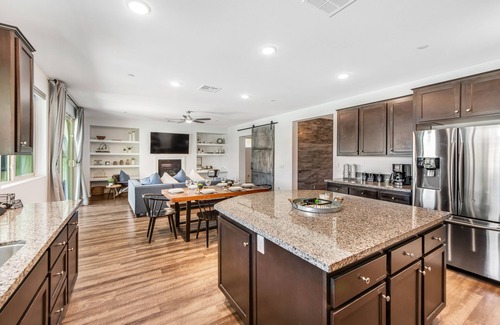 Indio House | Mountain-view home with private pool/spa, central AC, washer/dryer, & game room