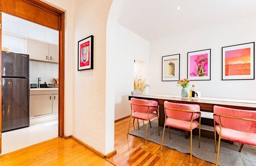 Roma Norte Condo | Mustard & Pink City Pad, Walk to Medellin Market