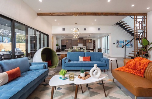 Concan House | NEW Glam Luxury Home by River! Heated Pool Hot Tub Movie Room Firepit Sleeps 24
