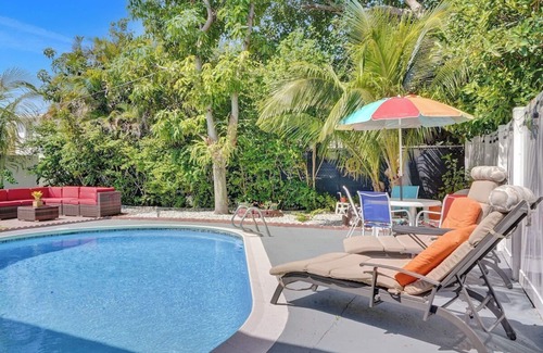 Hallandale Beach Villa | NEW Heated Pool, 10min to Beach, BBQ, Board games