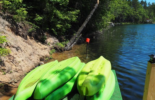 Mancelona Ski Chalet | NEW! Woods and Waters - Large, Family-Friendly, and Lakefront with Watercraft!