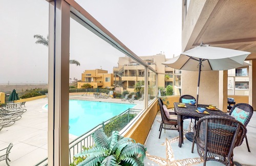 Carlsbad Condo | Ocean Pointe Lagoon 107 Dog's ok, ocean-view condo w/WiFi, patio, 2 pools, spa, shared grill area