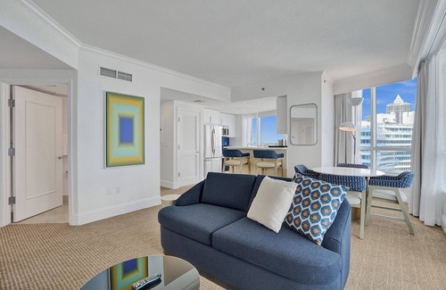 Mid Beach Condo | Ocean view corner suite. 2 Balconies, full kitchen, washer/dryer. No resort fee!