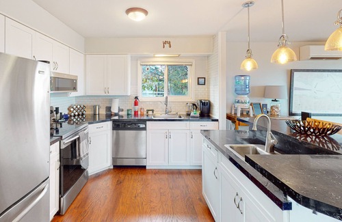 Port Angeles East House | Oceanfront, bluff-top home with Ediz Hook view, prime location, fireplace