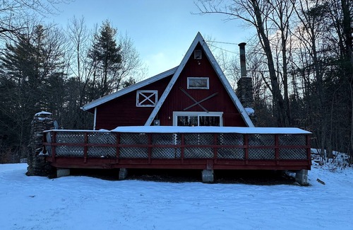 Mount Holly Ski Chalet | Okemo tickets and cozy A Frame home on private 103 private acres