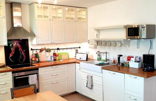 Munchen District Apartment | Oktoberfest & CityCenter, Trade Fair ICM Full 2-BedRm 2-BathRm, direct Metro-SBahn or drive 15 min to City Center, free Parking, Balcony