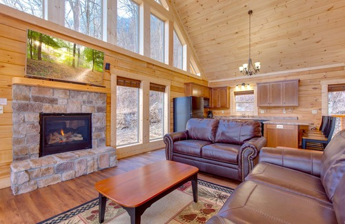 Gatlinburg Cabin | Outdoor fireplace, hot tub with stunning views, spacious interior + pet-friendly