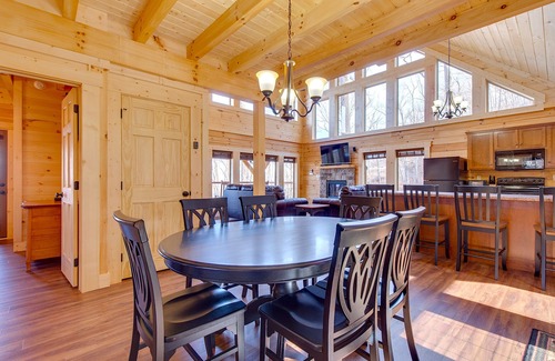 Gatlinburg Cabin | Outdoor fireplace, hot tub with stunning views, spacious interior + pet-friendly