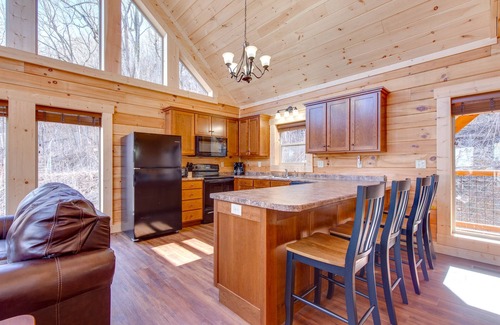 Gatlinburg Cabin | Outdoor fireplace, hot tub with stunning views, spacious interior + pet-friendly