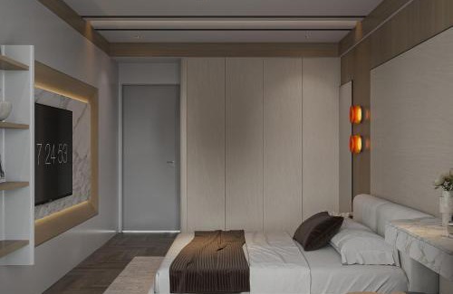 Lang Ha Apartment | Pale Ochre House-Balcony-Kitchen-Washer-Coffee Shop