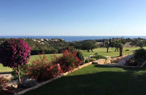 Aphrodite Hills Apartment | Panoramic Golf & Sea Views From Lux Apartment & Private Garden. Free WIFI/UK TV