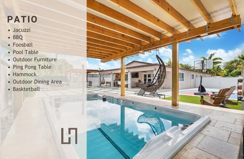Hialeah House | Peaceful Rental Retreat in Miami Jacuzzi, BBQ L25