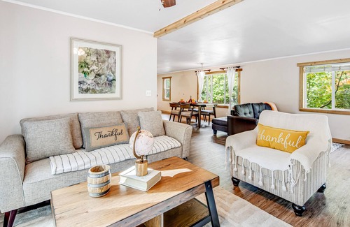 Easton Cabin | Peaceful, Riverfront, Dog-friendly Home w/ Covered Deck & Outdoor Fire Place!