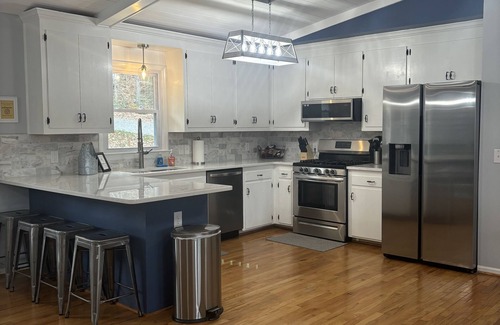 Littleton House | Perfect! Waterfront Cottage-2 story boathouse w/Bar - off main lake!