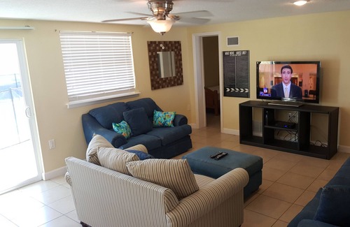 Ormond Beach Plaza House | Pet Friendly Beach House With Pool. The beach is just a 1 min walk.