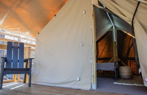 Saluda Cabin | Pet-Friendly Glamping Retreat near Big Bradley Falls and Melrose Falls!