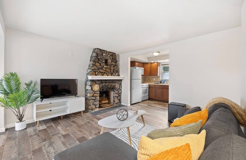 Peach Lake House | Pet Friendly Lake Cottage w/Fireplace & Fire Pit W/D
