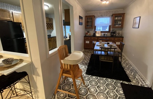 Bloomington House | Pet friendly, spacious single level black and white themed home. Cozy Fireplace!
