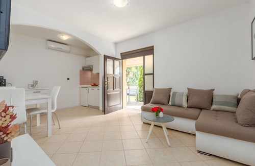 Susnjici Apartment | Picturesque flat with pool, outdoor kitchen, BBQ, sunbeds, children's swing