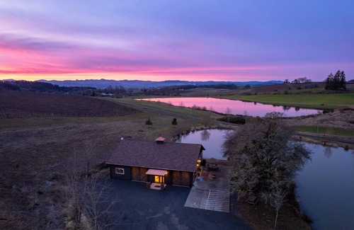 Yamhill House | Picturesque Lakeside Setting, Patio Seating w Fire-Pit, Surrounded by Vineyards, On Solena Estate