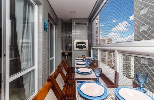 Boqueirao Apartment | Piemax Praia Grande - 100m PRAIA do BOQUEIRÃO e CENTRO - Vista MAR - Varanda GOURMET com CHURRASQUEIRA privativa - AR CONDICIONADO em todos os ambientes - Wi-Fi 600 Mbps - HOME OFFICE- Vaga de Garagem - Acomoda até 6 pessoas