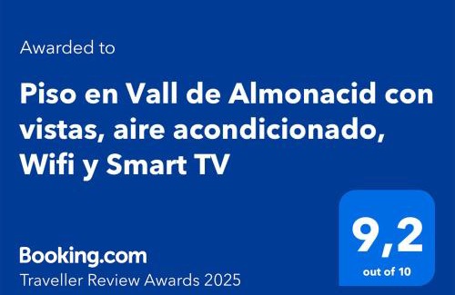 Vall De Almonacid Apartment | Piso en Vall de Almonacid con vistas, aire acondicionado, Wifi y Smart TV