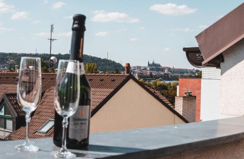 Podoli Apartment | POINT flat, beautiful view from terrace to Prague Castle