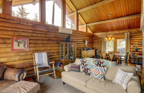 Finley Point Cabin | Polson Cabin Rental: Private Deck & Mountain Views