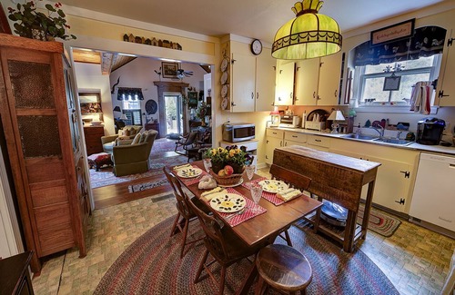 Roseland House | Possum Trot Farmhouse - Wedding & Event Venue, Lodging for 18, Stone Fireplace
