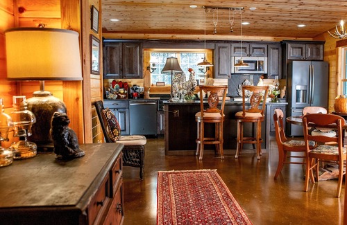 Roseland House | Possum Trot Farmhouse - Wedding & Event Venue, Lodging for 18, Stone Fireplace