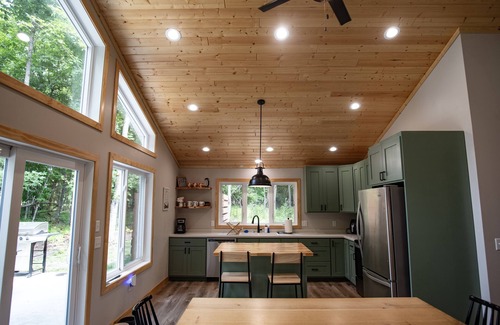 Dent Cabin | Private Cabin on Dead Lake-14 acres, dog friendly, hard sand beach, comfy beds