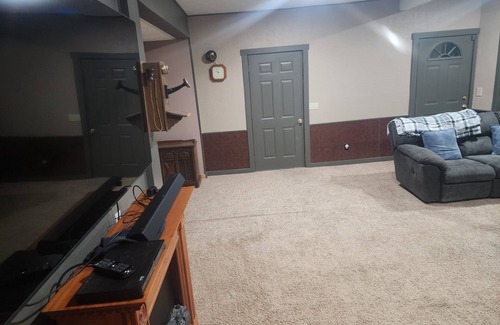 Warrenton Cabin | Private entry, lower area only with gameRoom, living room, bedroom and bathroom.