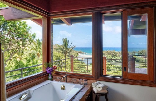 Kilauea House | Private home on 12 lush acres, ocean views, path to beach, two bedroom main house!