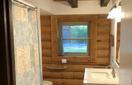 Edwardsville Cabin | PRIVATE LOG CABIN RETREAT! Secluded Cabin in Woods with Pond and Bike Trail!