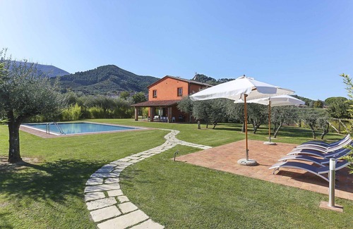 Colle di Compito Villa | Private Villa with WIFI, A/C, private pool, TV, veranda, panoramic view, parking, close to Lucca