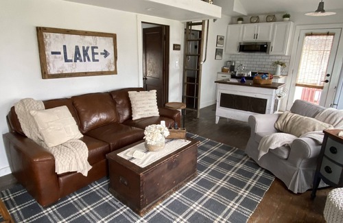 Lakeview Cottage | Ptoobies Place- waterfront cottage with boat dock & NEW deck!