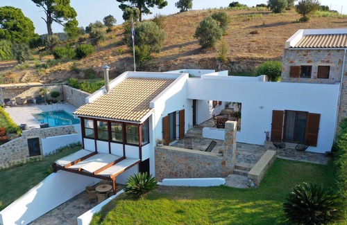 Agia Paraskevi Villa | R 1465 Villa A with sun loungers, sofa bed & Private Pool.