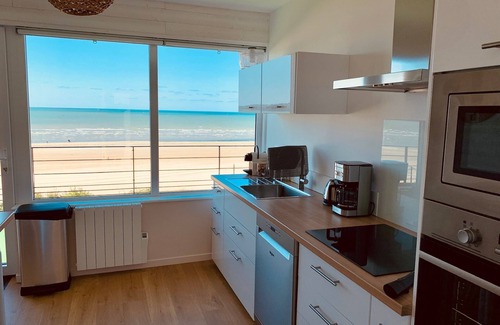Saint-Michel-en-Greve Apartment | RARE: 180° full sea view overlooking the beach
